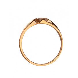 Кольцо из золота в красном цвете с белым бриллиантом