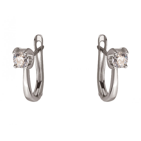 Серьги из золота в белом цвете с цирконом