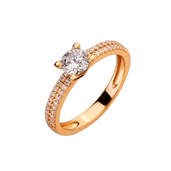 Каблучка з червоного золота з цирконом