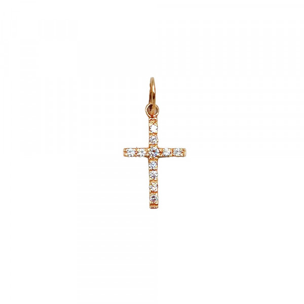 Крестик из золота красного цвета с цирконом