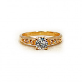 Каблучка з золота червоного кольору з цирконом 01-200246130