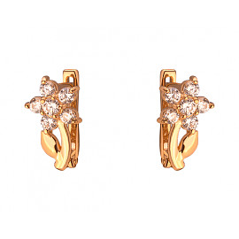 Серьги из золота красного цвета с цирконом 01-200258030