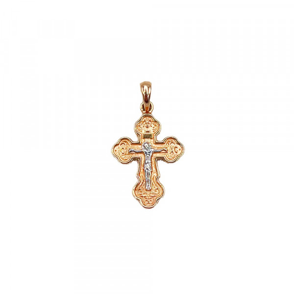 Крестик из золота красного с белым цвета