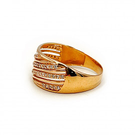 Кольцо из красного золота с цирконом