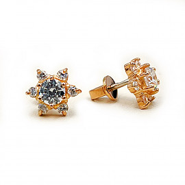 Серьги из золота красного цвета с цирконом 01-200739630