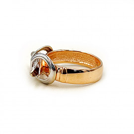 Золота каблучка червоного з білим кольору з цирконом