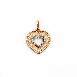 Золотой кулон красного с белым цвета 01-200786330