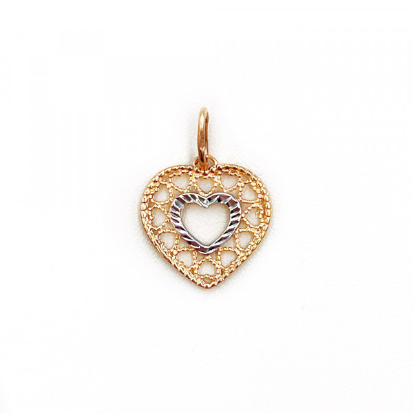 Золотой кулон красного с белым цвета