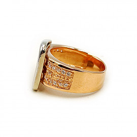 Каблучка з золота червоного з білим кольору з цирконом