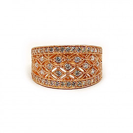 Золота каблучка червоного кольору з цирконом 01-200819930