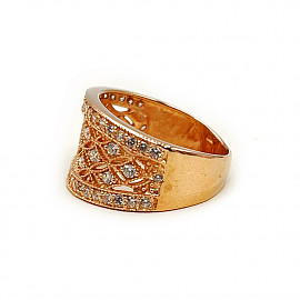 Золота каблучка червоного кольору з цирконом