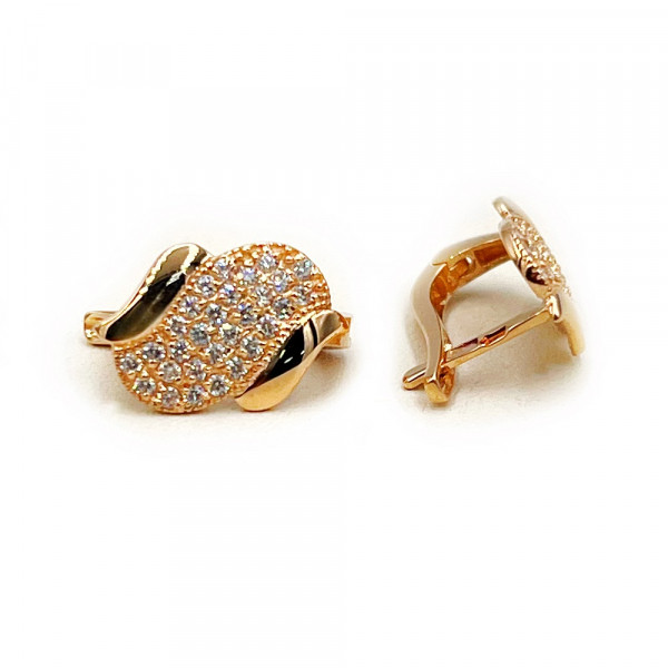 Сережки з золота червоного кольору з цирконом