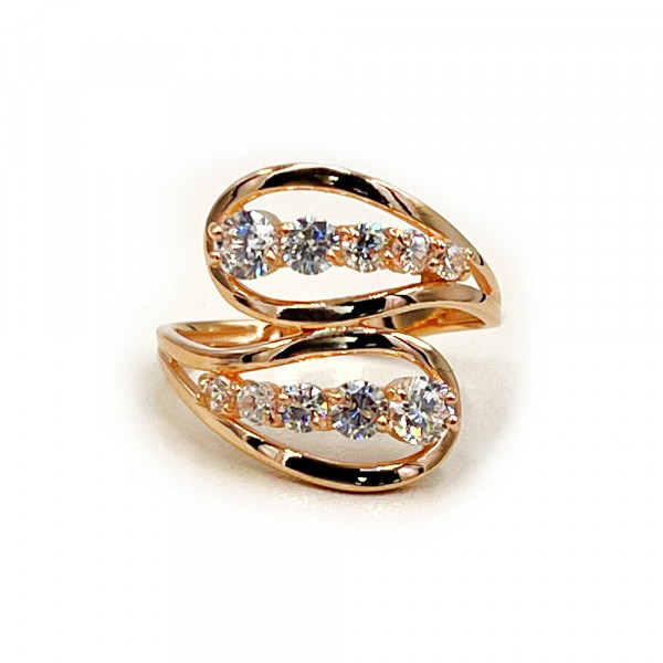 Каблучка з червоного золота з цирконом