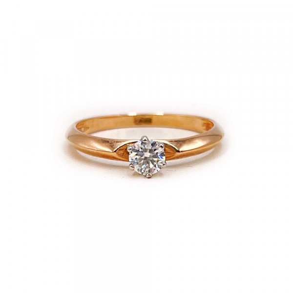 Каблучка з червоного з білим золота з цирконом