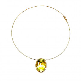 Золоте кольє у жовтому кольорі з оливковим кварцом та жовтим діамантом 01-200878330