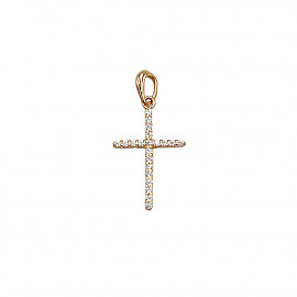 Хрестик з золота червоного кольору з цирконом 01-200890130