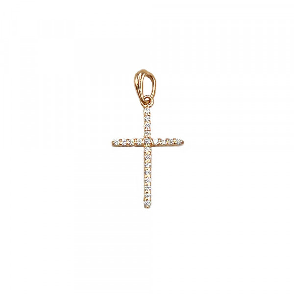 Хрестик з золота червоного кольору з цирконом