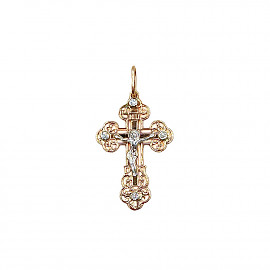 Золотий хрестик з жовтими діамантами 01-200912230