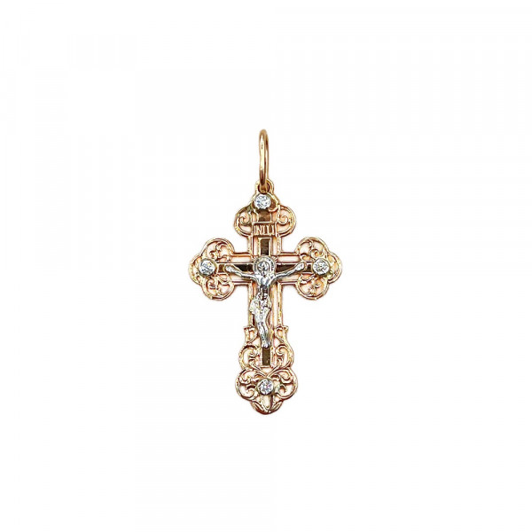 Золотий хрестик з жовтими діамантами