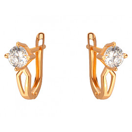 Сережки з червоного золота з цирконом 01-200055231