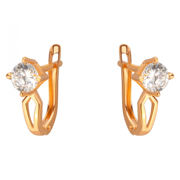 Сережки з червоного золота з цирконом