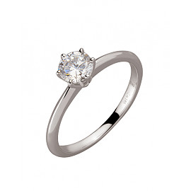 Каблучка з золота у білому кольорі з цирконом 01-200072431