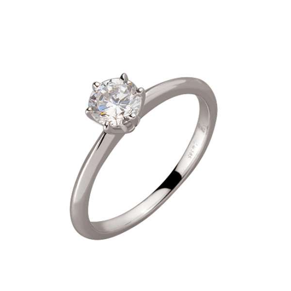 Каблучка з золота у білому кольорі з цирконом