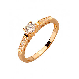 Золота каблучка червоного кольору з цирконом 01-200130031