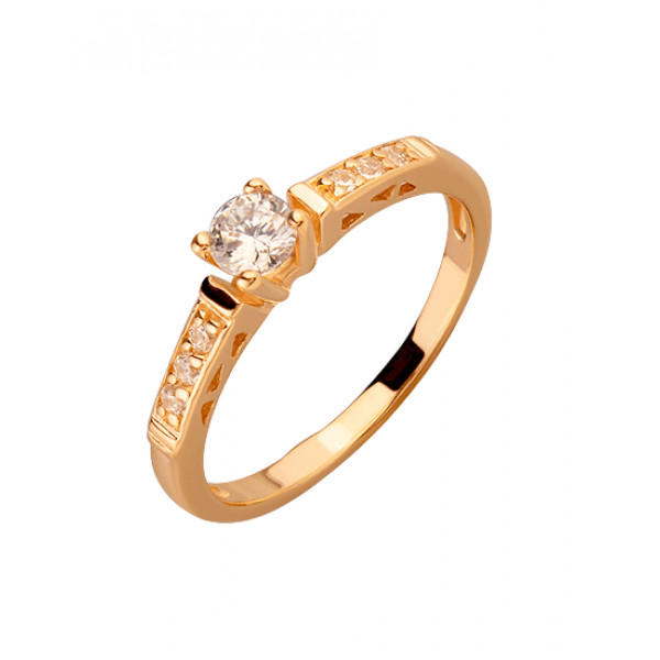 Золота каблучка червоного кольору з цирконом