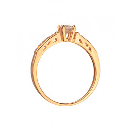 Золота каблучка червоного кольору з цирконом