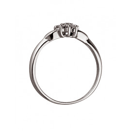 Каблучка з золота білого кольору з білими діамантами