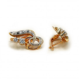 Золоті сережки у червоному з білим кольорі з цирконом 01-200192631