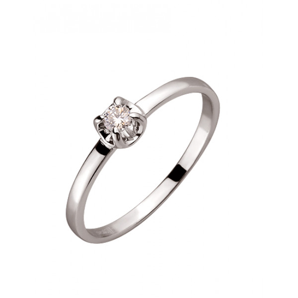 Золотое кольцо с белым бриллиантом