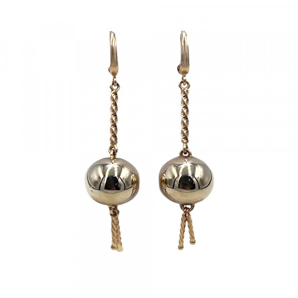 Золотые серьги в красном с белым цвете