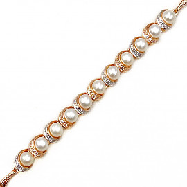 Золотой браслет с жемчугом и цирконом 01-200762031