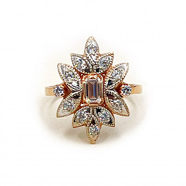 Кольцо из красного с белым золота с цирконом 01-200781831