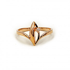 Золота каблучка червоного кольору з цирконом 01-200794331