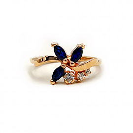 Золотое кольцо в красном цвете с цирконом 01-200810731