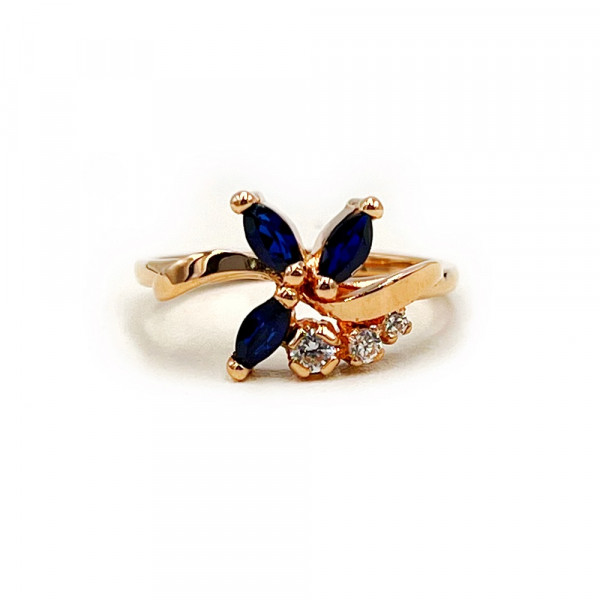 Золотое кольцо в красном цвете с цирконом