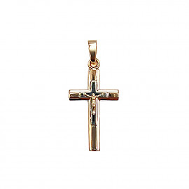 Крестик из золота в красном с белым цвете 01-200827731