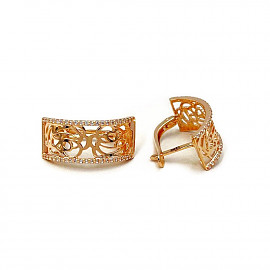 Серьги из красного золота с цирконом 01-200966631