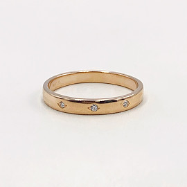 Обручальное кольцо из золота красного цвета с белыми бриллиантами 01-19296932