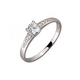 Каблучка з золота у білому кольорі з цирконом 01-200055232