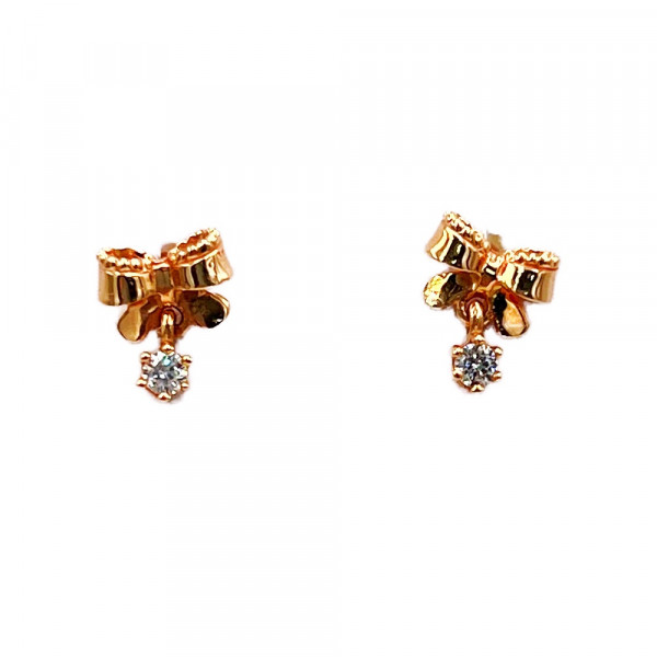 Серьги из красного золота с цирконом