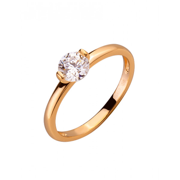 Каблучка з золота червоного кольору з цирконом