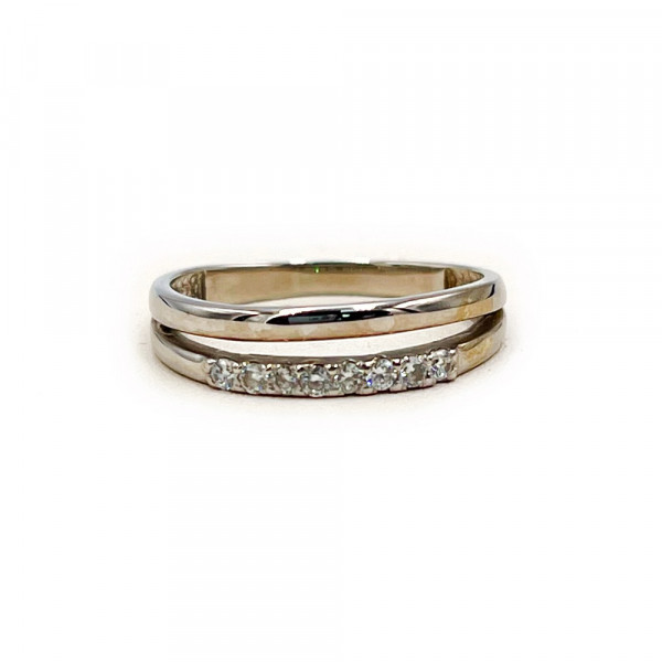 Золота каблучка у білому кольорі з цирконом