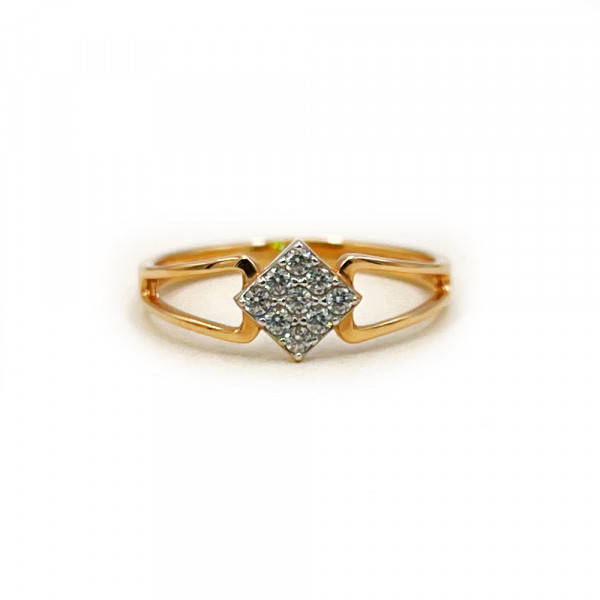 Золотое кольцо в красном с белым цвете с цирконом