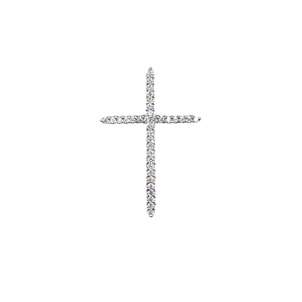 Золотой крестик в белом цвете с цирконом