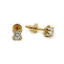 Серьги из желтого золота с цирконом 01-200495832