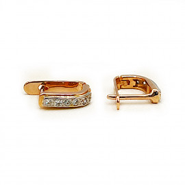 Серьги из красного с белым золота с цирконом 01-200507732